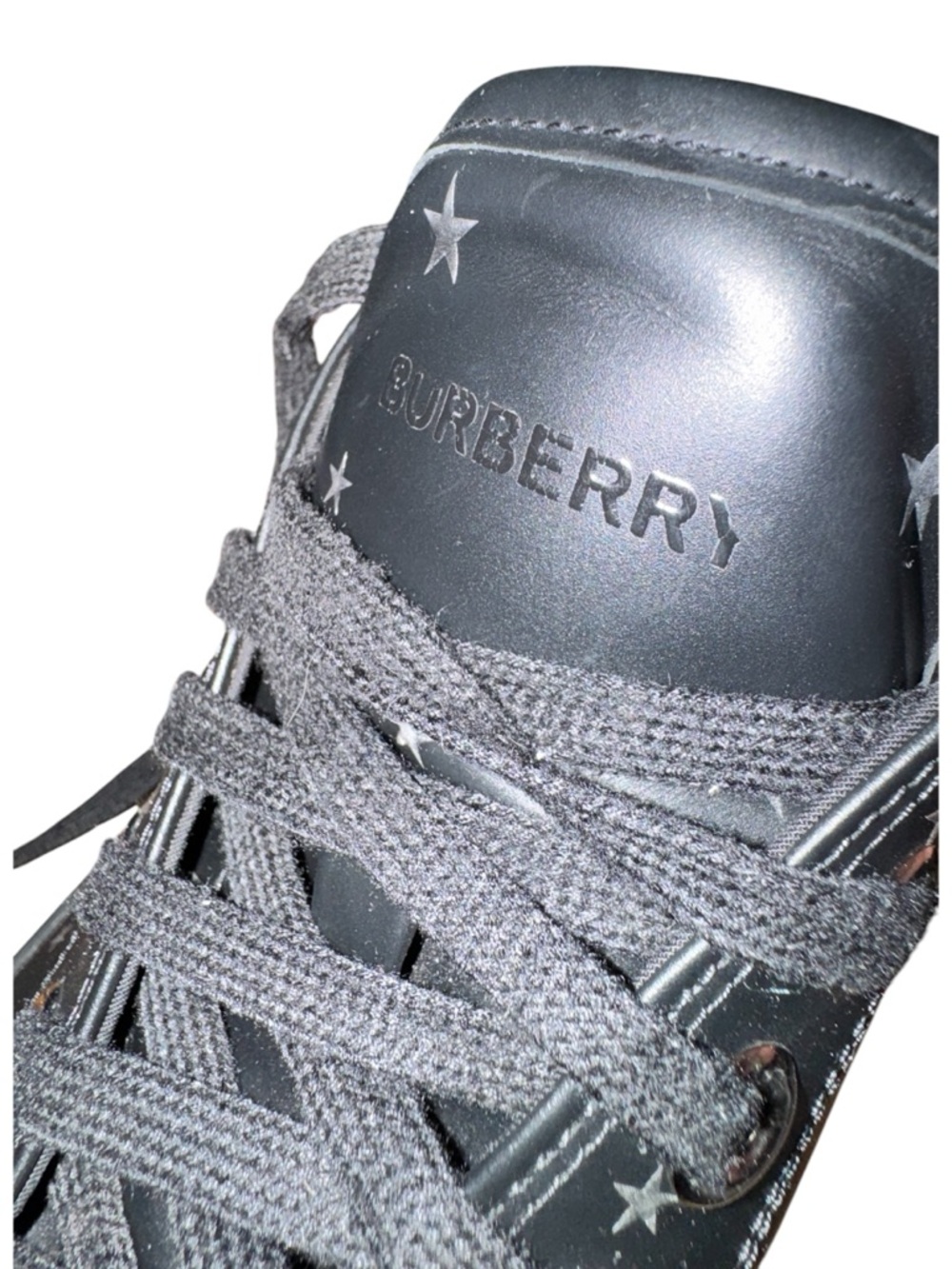 Burberry Jack Star Leather Sneaker Black Size 38.5 Used with flaws - Picture 11 of 15